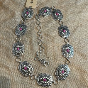 Pink and silver western chain belt